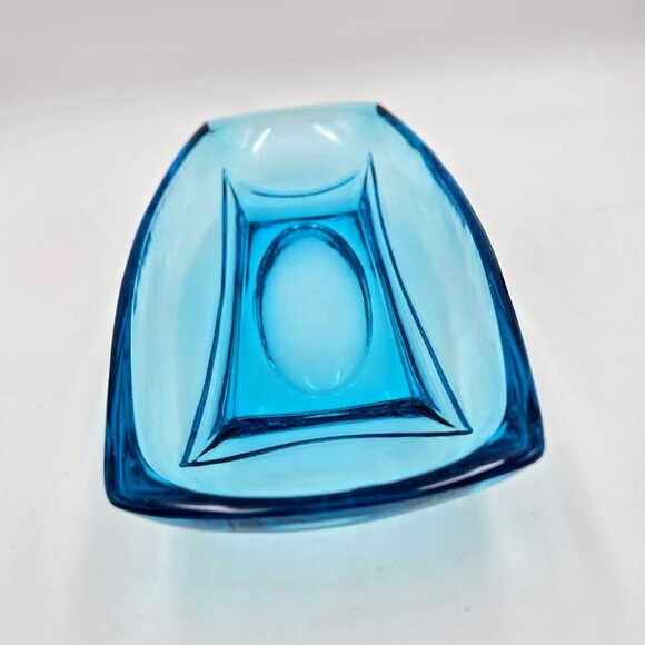 Vintage 1960s Hazel Atlas Glass Capri Blue Colony Trinket Celery Relish Candy - Picture 4 of 9
